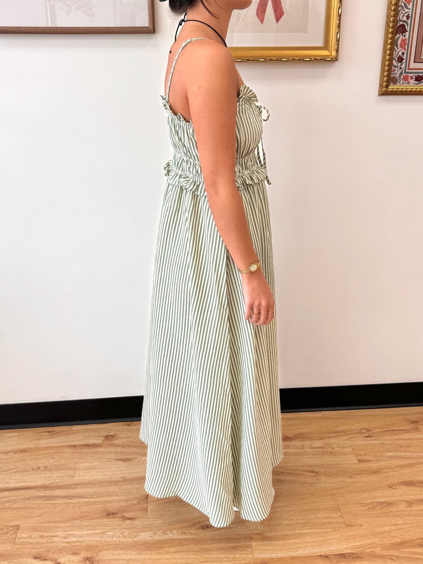Ruffle Waist Striped Tank Dress Dress
