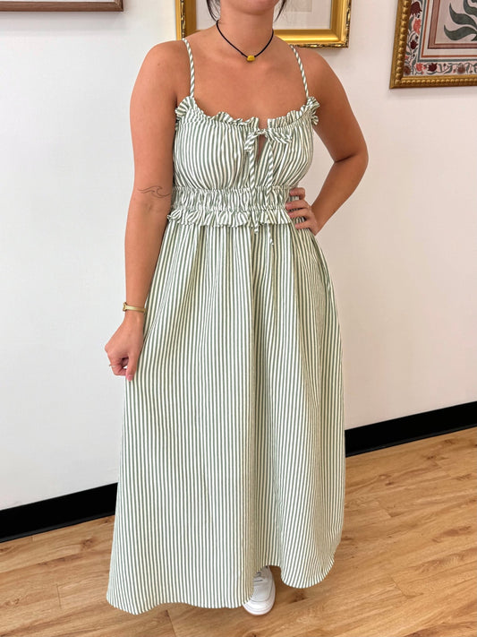 Ruffle Waist Striped Tank Dress Dress