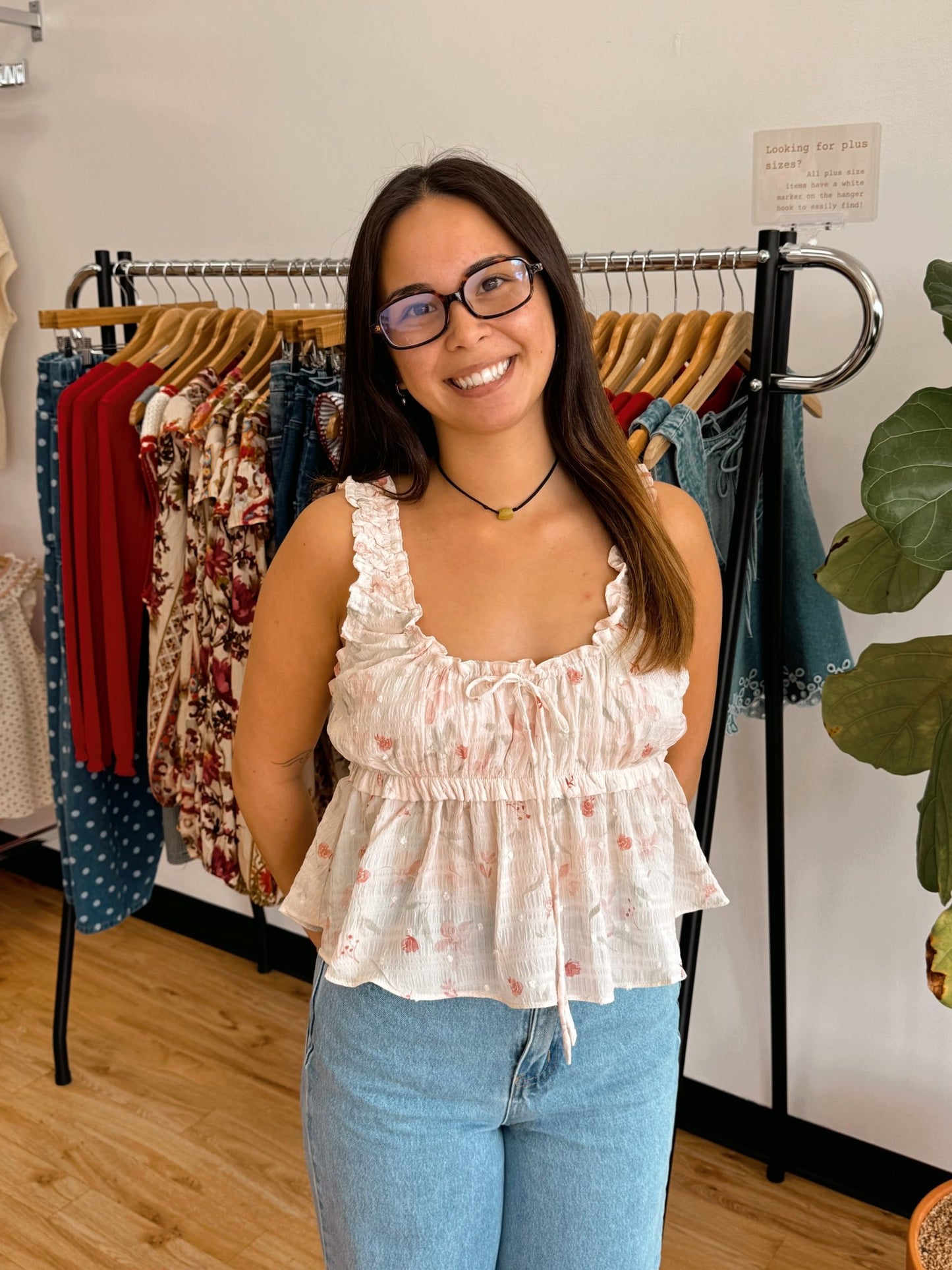 Ruffled Swiss Dot Peplum Top Shirts & Tops