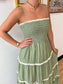 Sage Tiered Trim Maxi Dress Dress