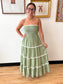Sage Tiered Trim Maxi Dress Dress