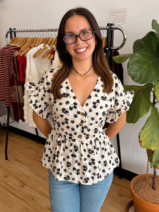 Short Sleeve Floral Blouse