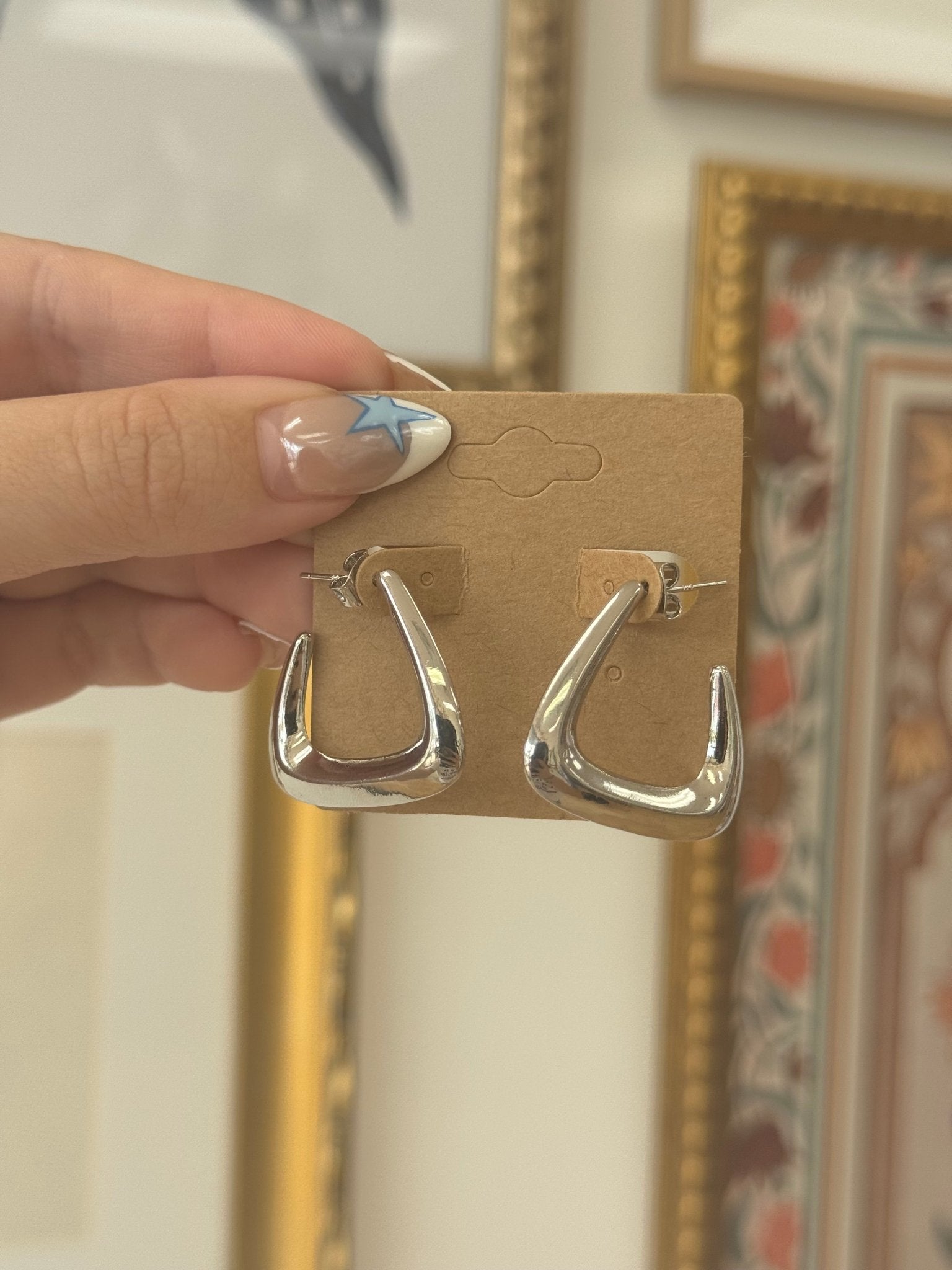 Silver Triangle Hoop Earrings Earrings