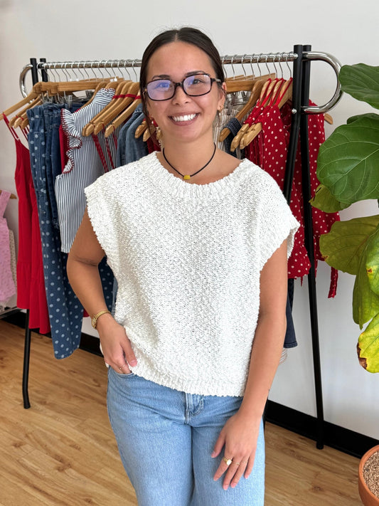 Textured Breezy Ivory Top Shirts & Tops