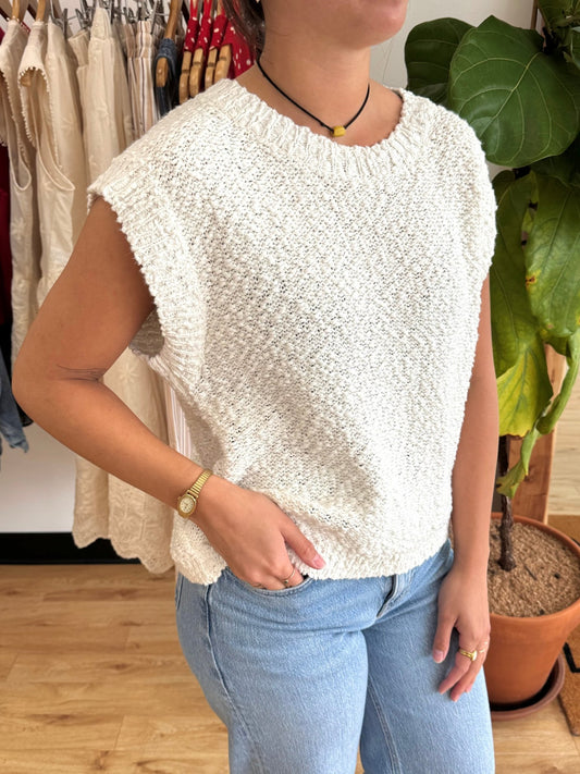 Textured Breezy Ivory Top Shirts & Tops