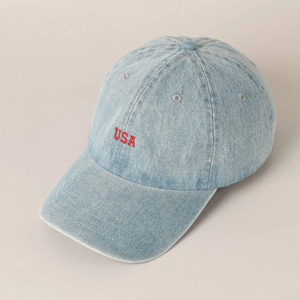 USA Embroidered Denim Cap