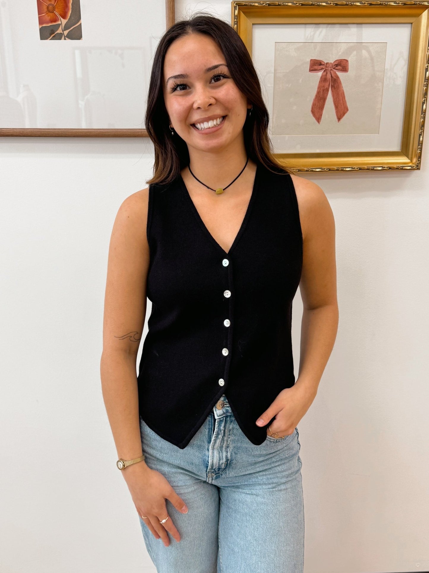 V-neck Button-front Sweater Shirts & Tops