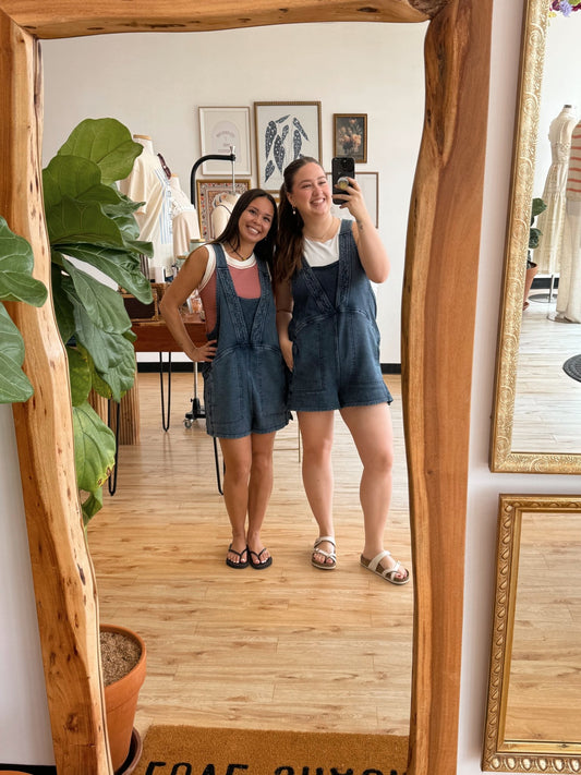 Vintage Washed Stitch Panel Romper Romper