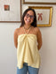Yellow Halter Linen Tank Top Shirts & Tops