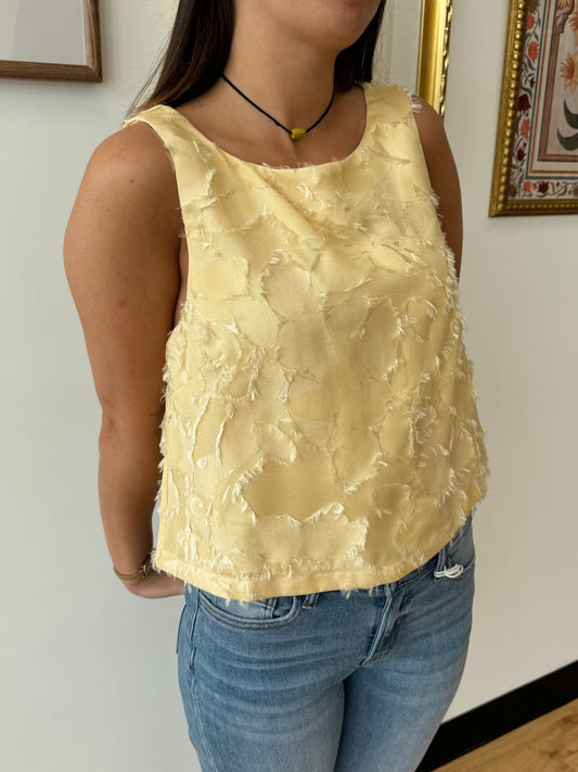 Yellow Jacquard Tank Top Shirts & Tops