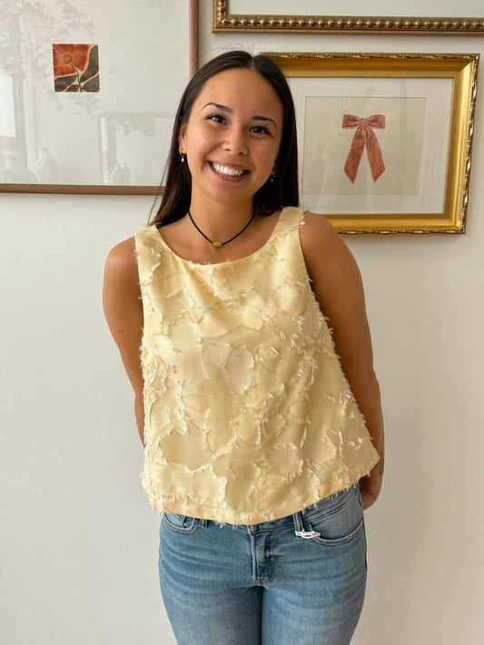 Yellow Jacquard Tank Top Shirts & Tops